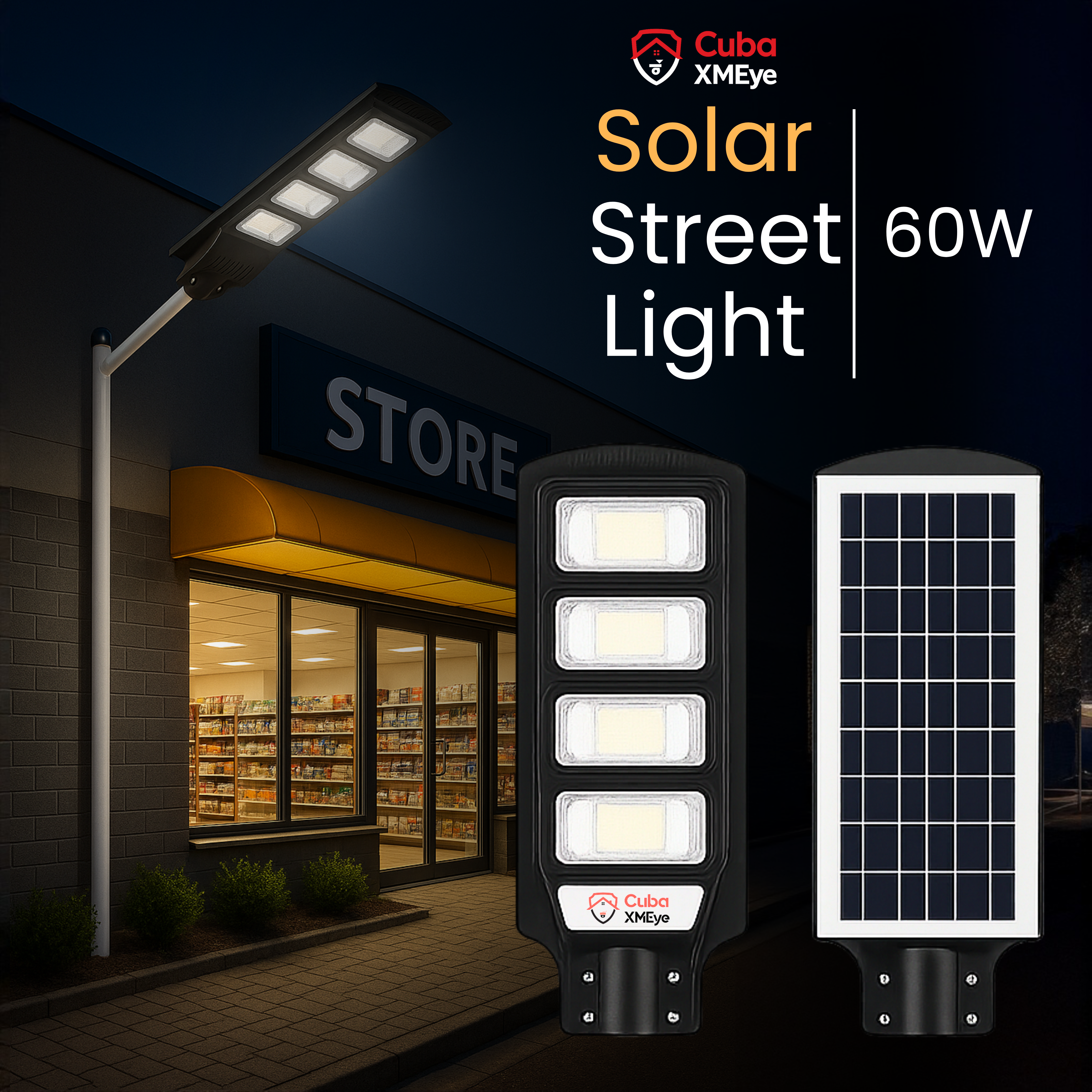 CubaXMEYE 60W Solar Street Light – All-in-One LED Outdoor Waterproof Light