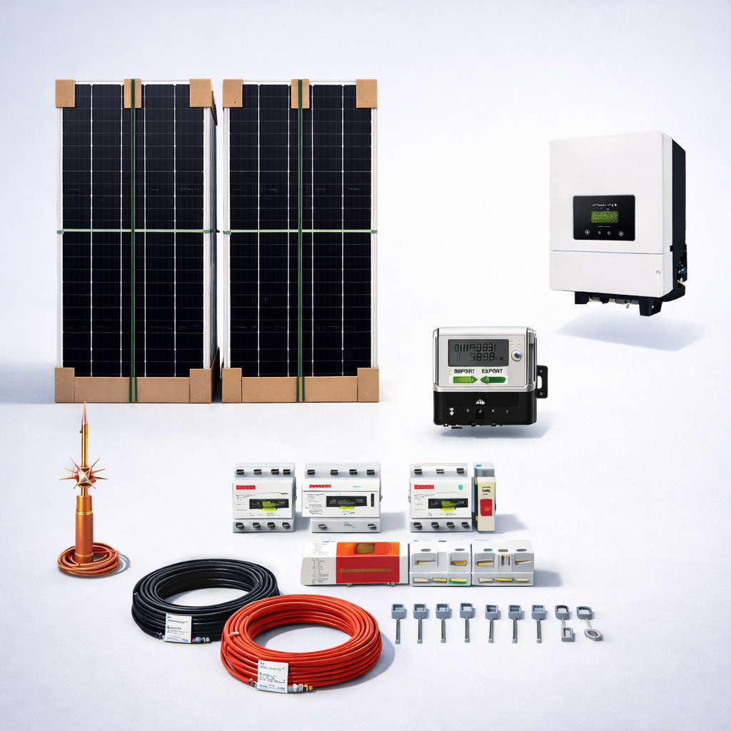 Cubaxmeye 4kW rooftop solar system packed solar panels inverter and accessories