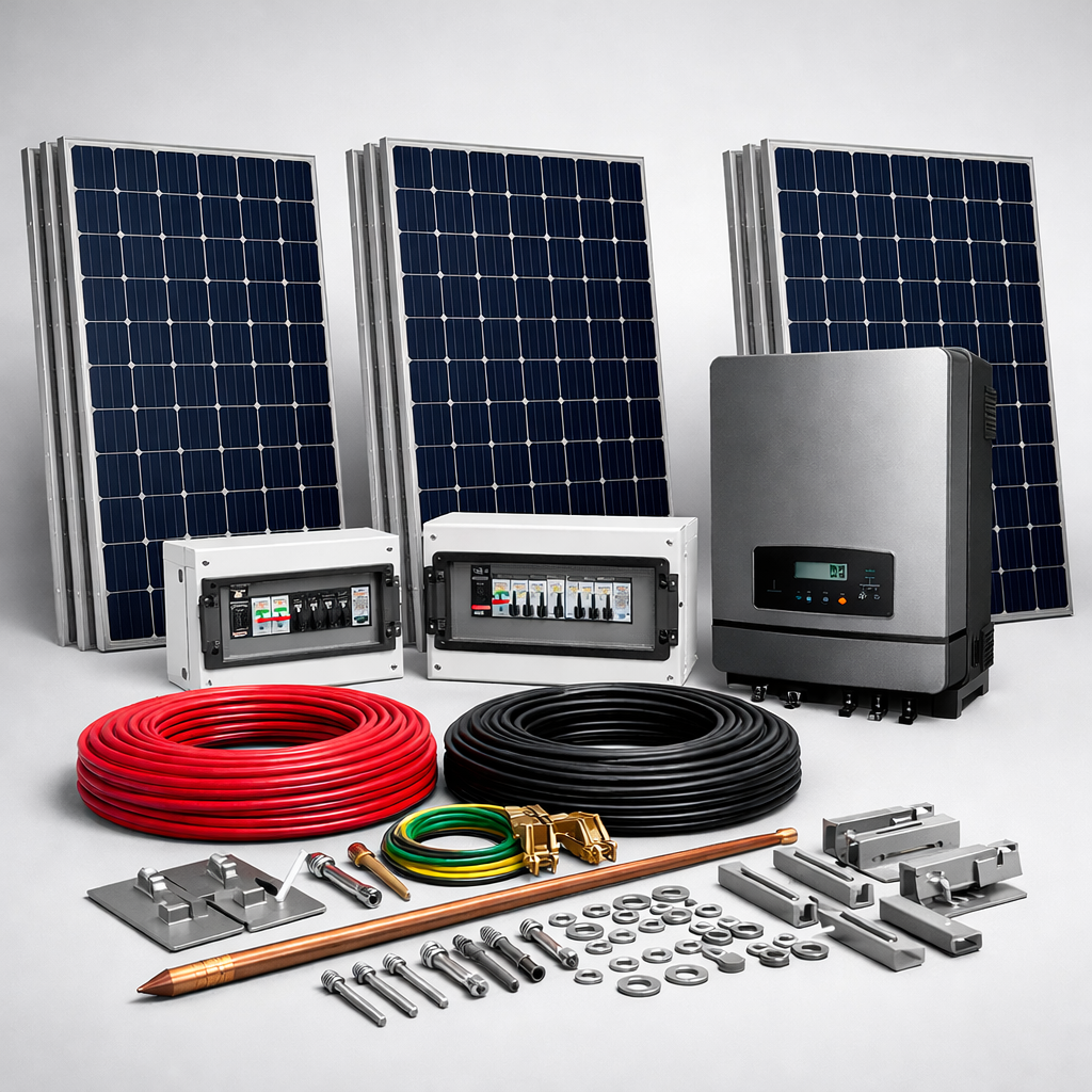 Cubaxmeye Super 5kW rooftop solar system packed solar panels inverter and accessories