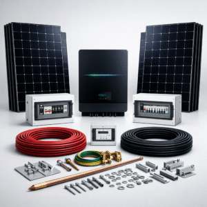 Cubaxmeye Premier 5kW rooftop solar system packed solar panels inverter and accessories