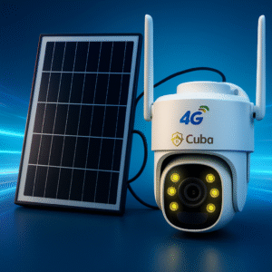 CubaXMEYE 4G Solar CCTV Camera with dual antennas, LED night vision, and high-efficiency solar panel