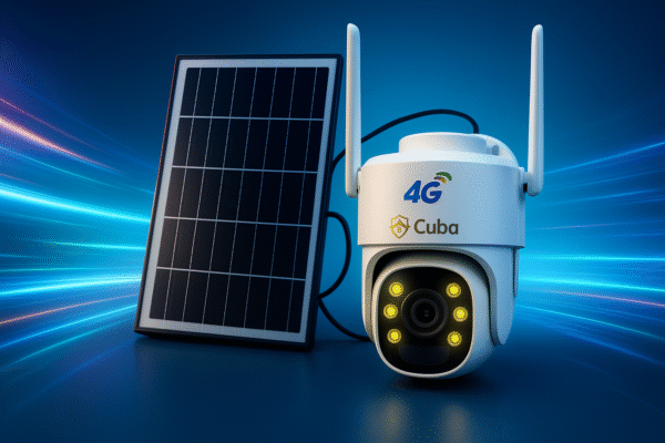 CubaXMEYE 4G Solar CCTV Camera with dual antennas, LED night vision, and high-efficiency solar panel